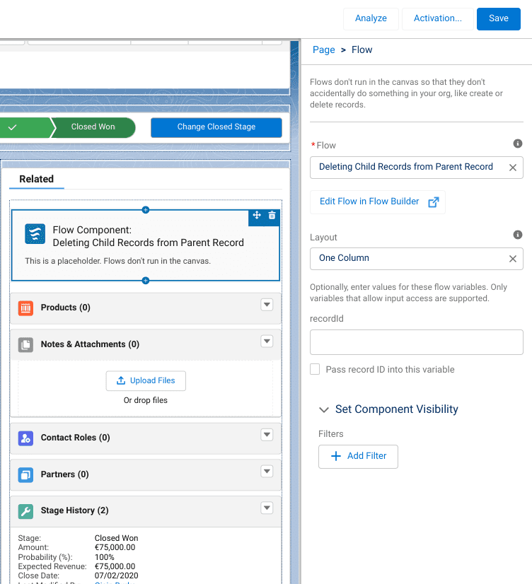 How to add the Flow component to the lightning record page