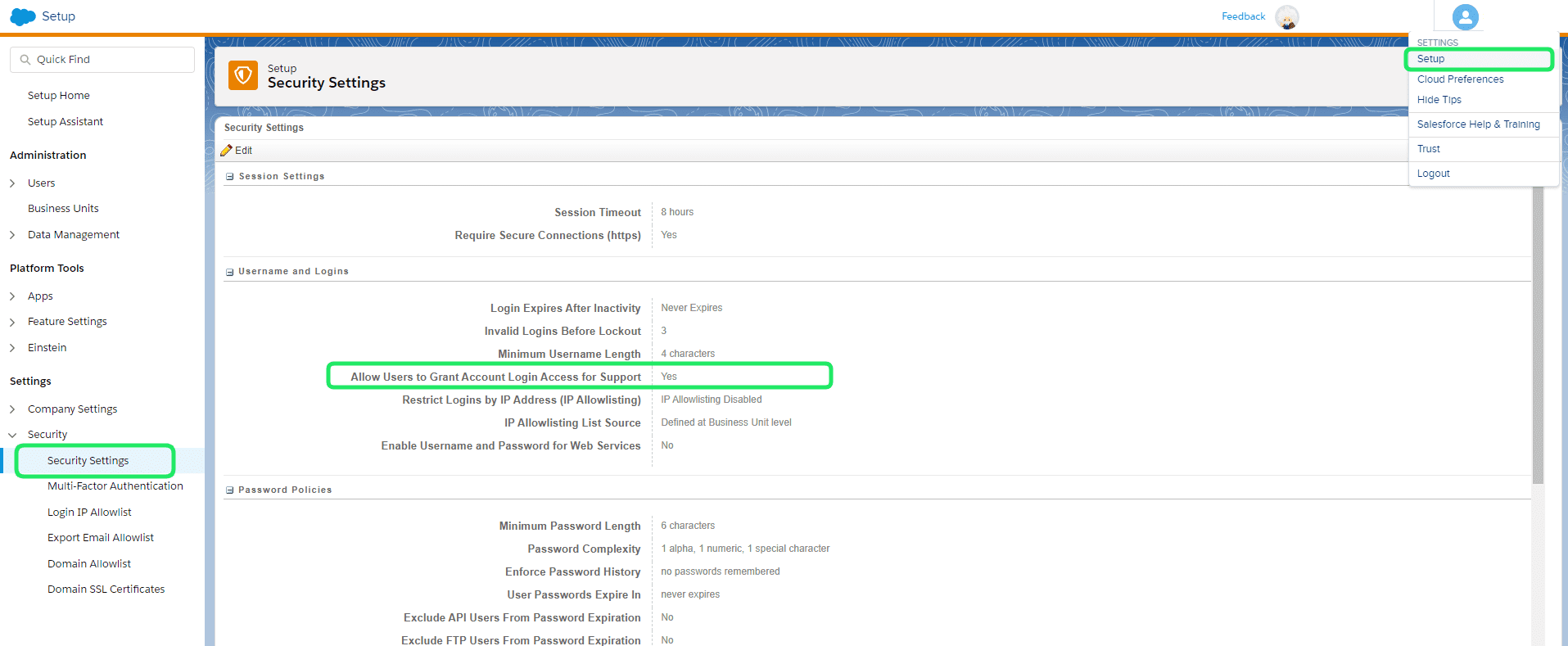 Grant Salesforce Support Access In Marketing Cloud - LevelUpSalesforce