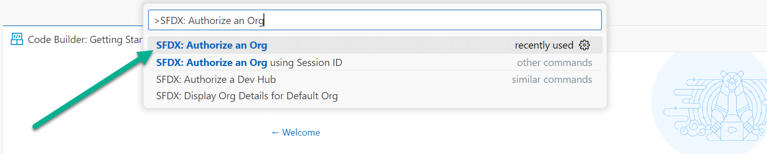 Salesforce code builder Authorize an Org